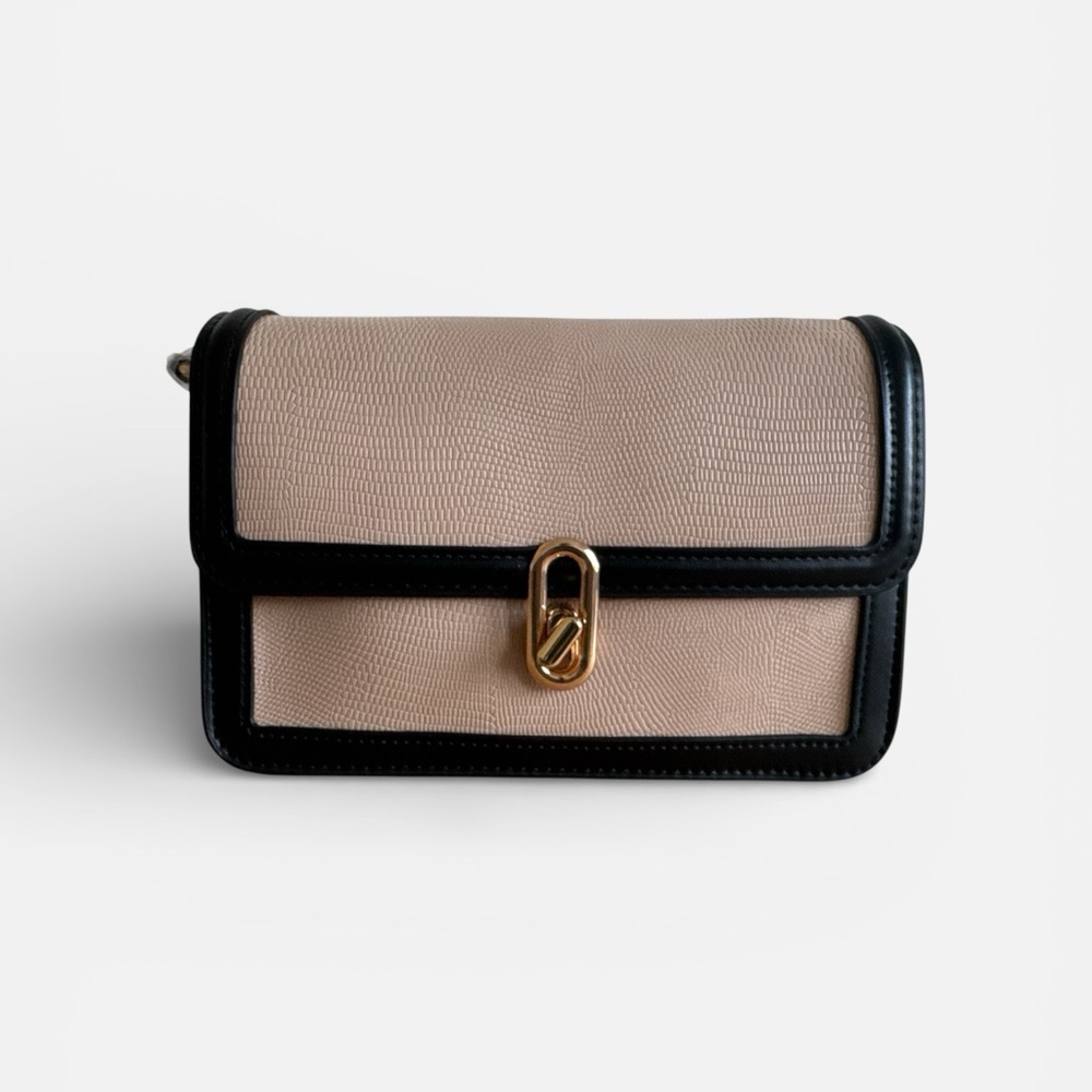 Chic Beige and Black Crossbody Bag